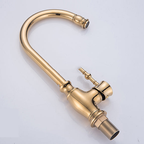 Traditional Bar Faucet 1-Handle with Supply Lines Kitchen Faucet in Gold