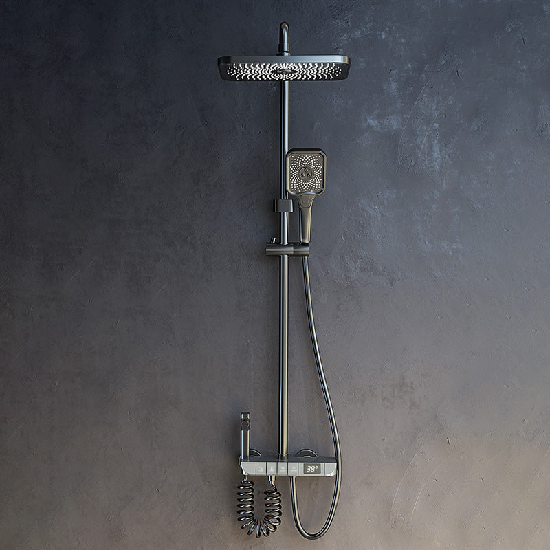 Modern Style Rectangle Shower System Spot Resist Copper Wall Mounted Shower System