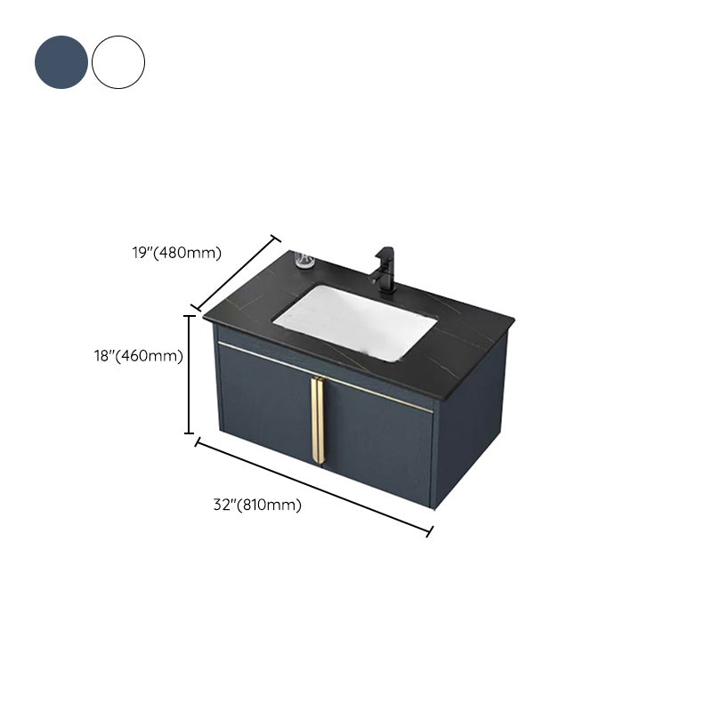 Rectangular Contemporary Bathroom Vanity Set Stainless Steel Sink Cabinet