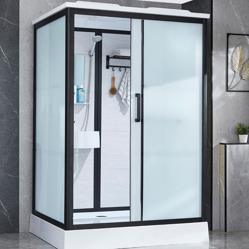 One Piece Tempered Glass Single Sliding Shower Kit White Frame Shower Enclosure