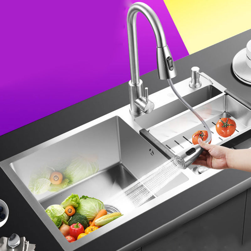 Rectangle Stainless Steel Kitchen Sink with Drain Assembly Contemporary Sink