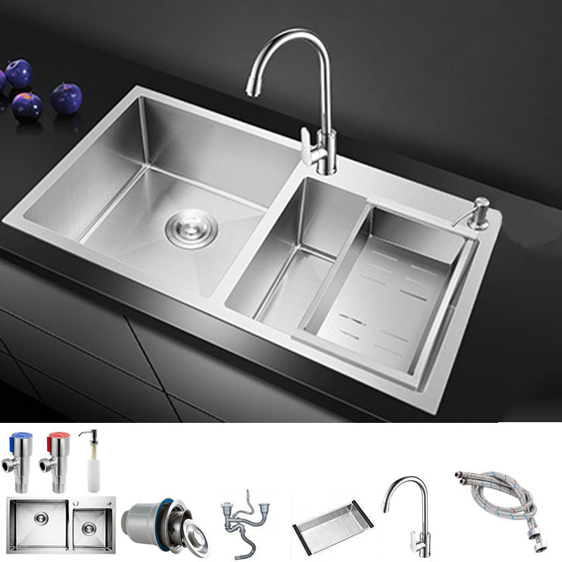 Rectangle Stainless Steel Kitchen Sink with Drain Assembly Contemporary Sink