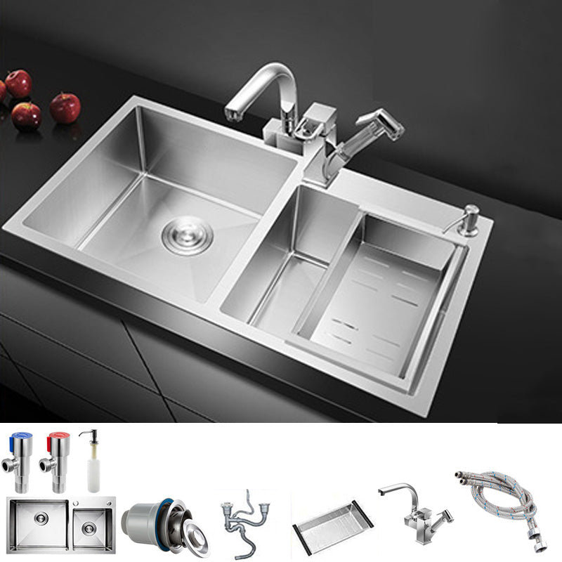 Rectangle Stainless Steel Kitchen Sink with Drain Assembly Contemporary Sink