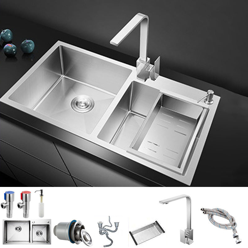 Rectangle Stainless Steel Kitchen Sink with Drain Assembly Contemporary Sink