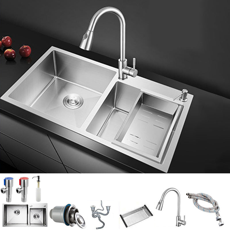 Rectangle Stainless Steel Kitchen Sink with Drain Assembly Contemporary Sink