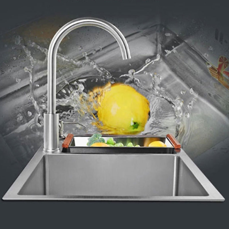 Rectangle Stainless Steel Kitchen Sink with Drain Assembly Contemporary Sink