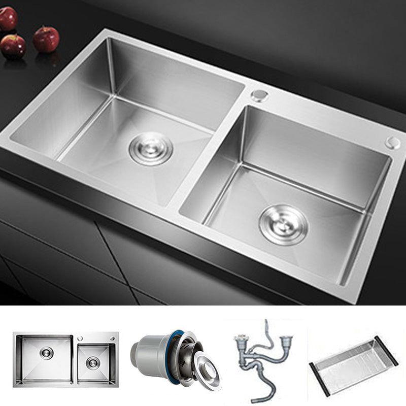 Rectangle Stainless Steel Kitchen Sink with Drain Assembly Contemporary Sink