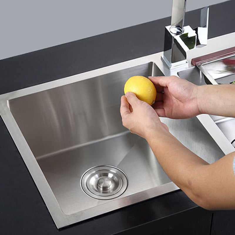 Rectangle Stainless Steel Kitchen Sink with Drain Assembly Contemporary Sink