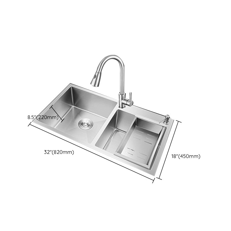 Rectangle Stainless Steel Kitchen Sink with Drain Assembly Contemporary Sink