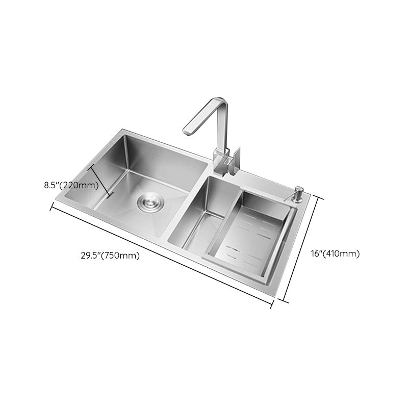 Rectangle Stainless Steel Kitchen Sink with Drain Assembly Contemporary Sink