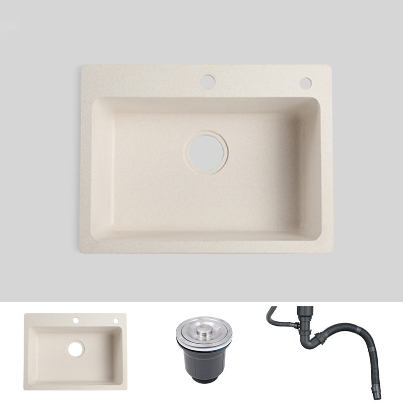 White Quartz Kitchen Sink Rectangle Single Bowl Sink with Basket Strainer