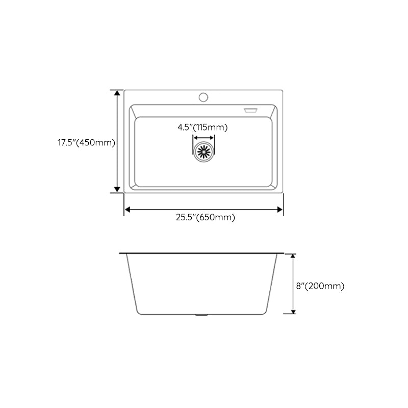 White Quartz Kitchen Sink Rectangle Single Bowl Sink with Basket Strainer