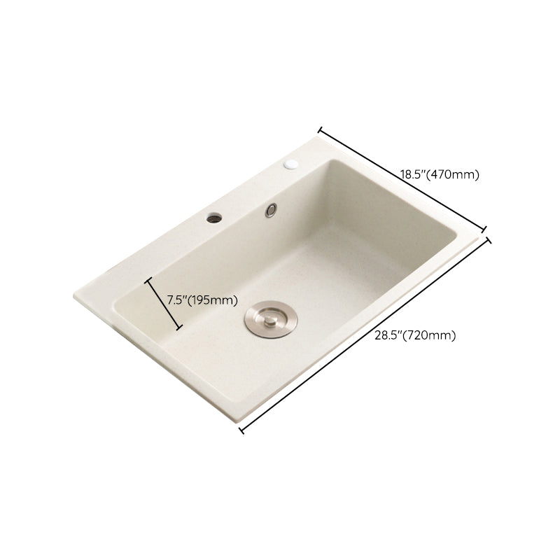 Beige Granite Kitchen Sink with Basket Strainer 2 Holes Sink