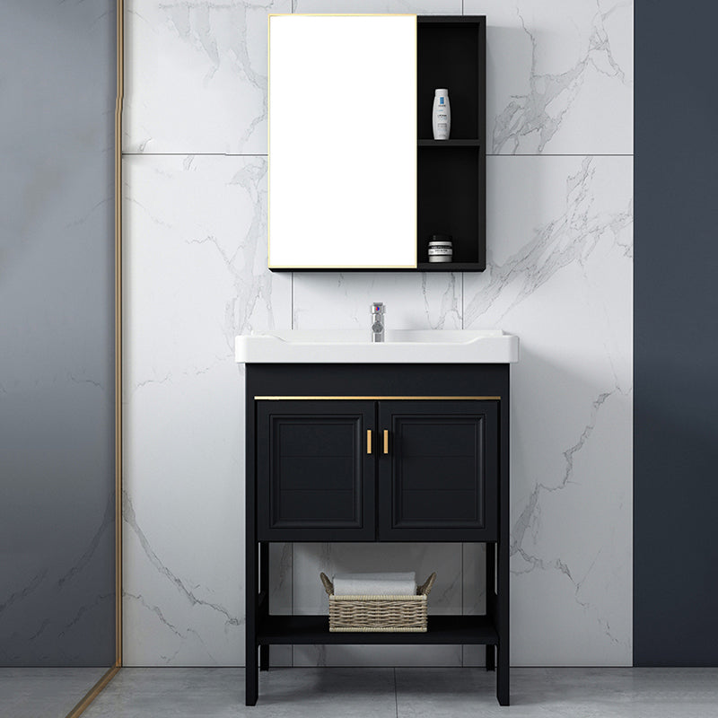 Shelving Included Bath Vanity Set Mirror Freestanding Vanity Set with Single Sink