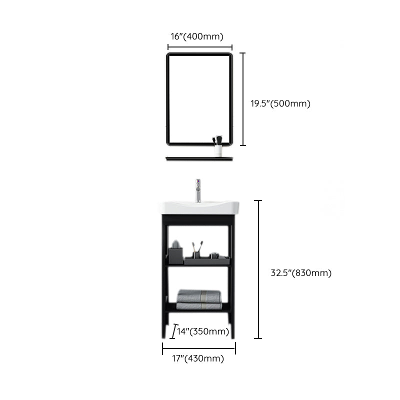 Shelving Included Bath Vanity Set Mirror Freestanding Vanity Set with Single Sink