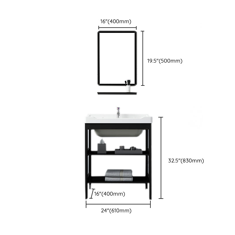 Shelving Included Bath Vanity Set Mirror Freestanding Vanity Set with Single Sink