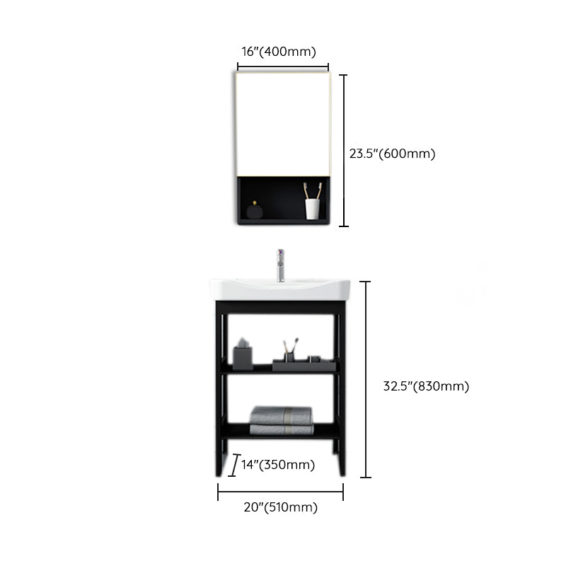 Shelving Included Bath Vanity Set Mirror Freestanding Vanity Set with Single Sink