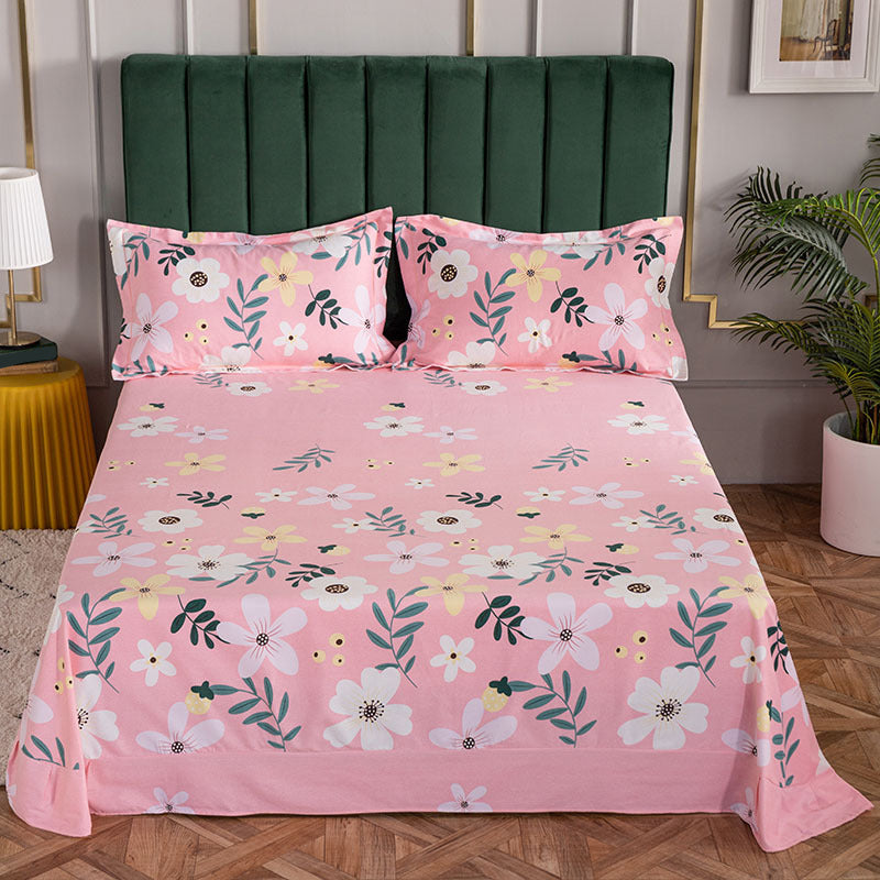 Printed Cotton Bed Sheet Set Twill Breathable 1 Piece Fitted Sheet