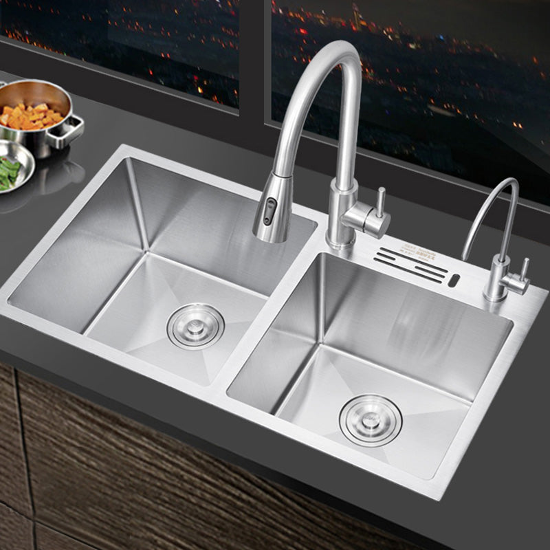 Contemporary Kitchen Sink Stainless Steel Drain Assembly Kitchen Sink