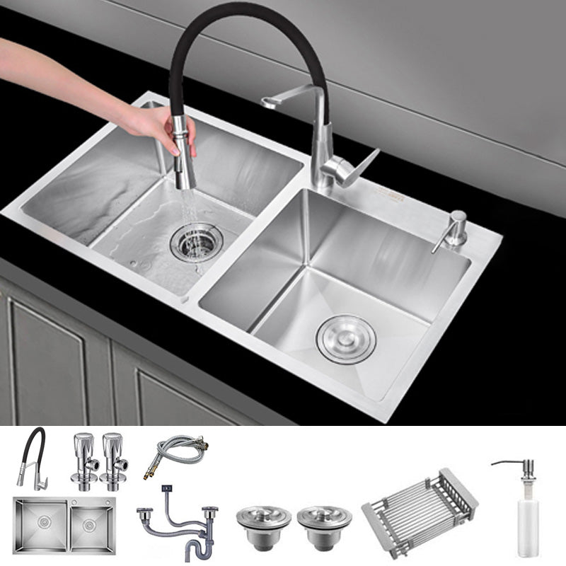 Contemporary Kitchen Sink Stainless Steel Drain Assembly Kitchen Sink