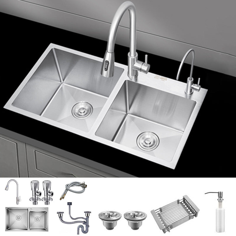 Contemporary Kitchen Sink Stainless Steel Drain Assembly Kitchen Sink