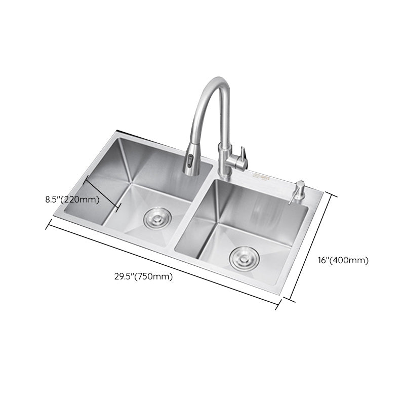 Contemporary Kitchen Sink Stainless Steel Drain Assembly Kitchen Sink