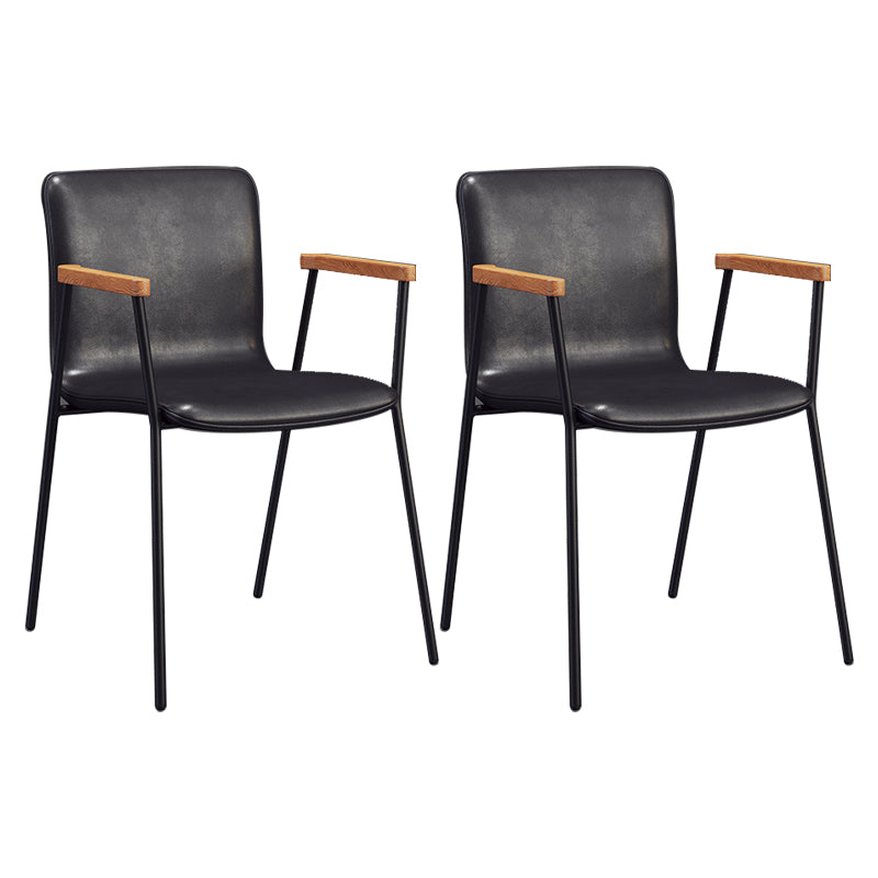 Industrial Faux Leather Dining Chairs Indoor-Outdoor Arm Chair