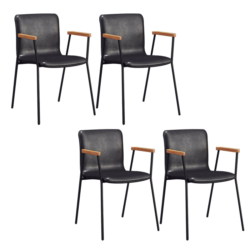 Industrial Faux Leather Dining Chairs Indoor-Outdoor Arm Chair