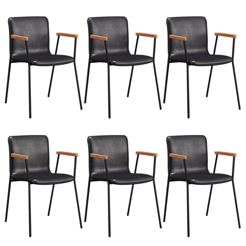 Industrial Faux Leather Dining Chairs Indoor-Outdoor Arm Chair