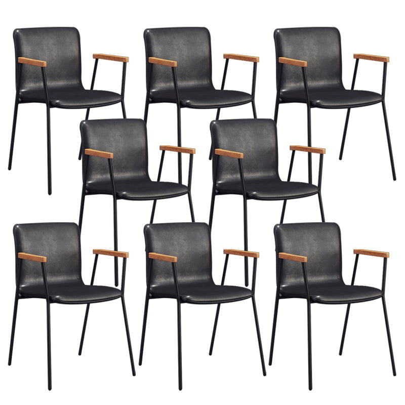 Industrial Faux Leather Dining Chairs Indoor-Outdoor Arm Chair