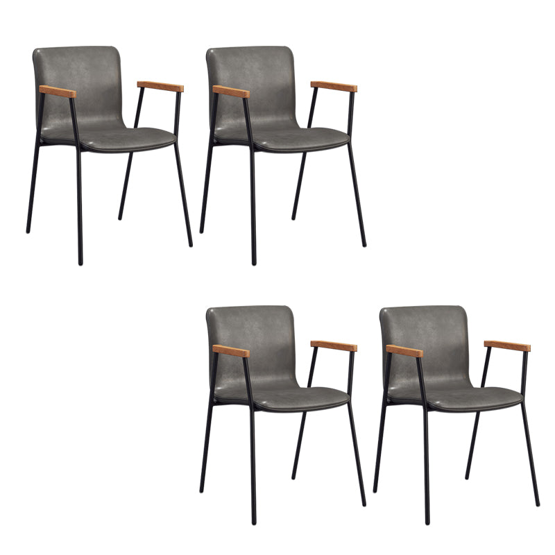 Industrial Faux Leather Dining Chairs Indoor-Outdoor Arm Chair