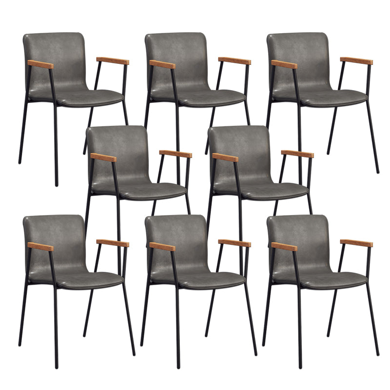 Industrial Faux Leather Dining Chairs Indoor-Outdoor Arm Chair