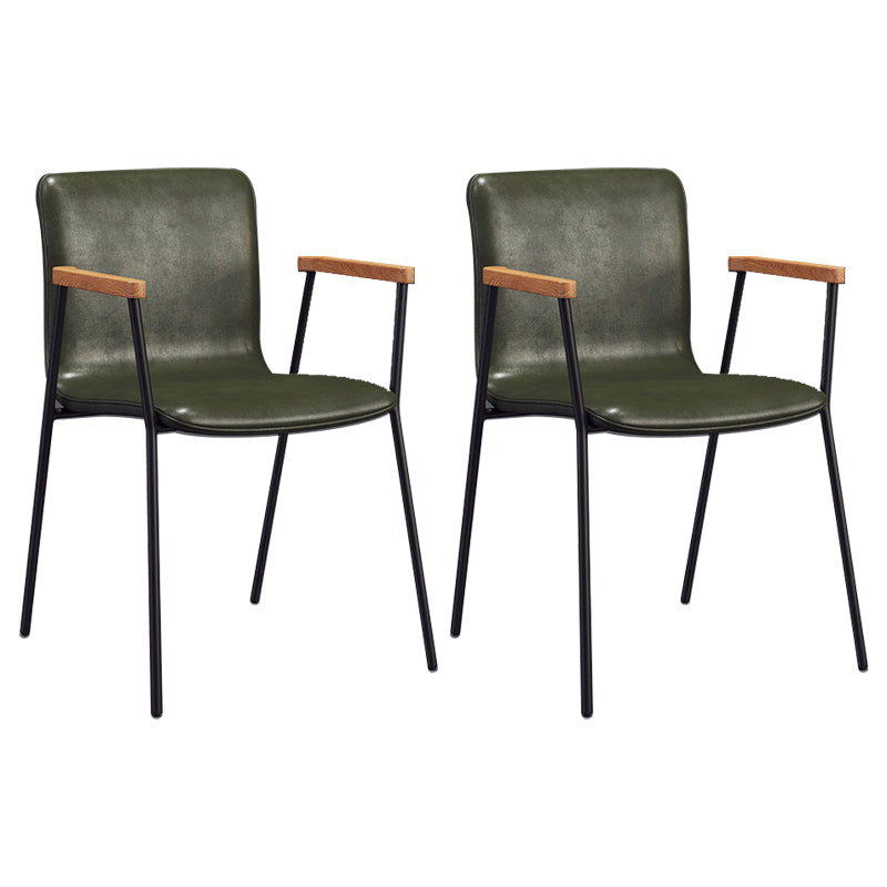 Industrial Faux Leather Dining Chairs Indoor-Outdoor Arm Chair