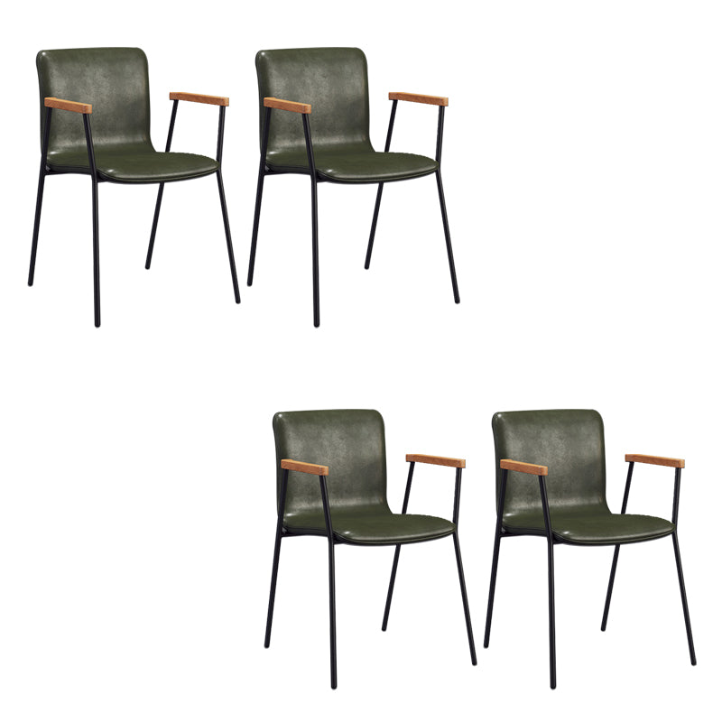 Industrial Faux Leather Dining Chairs Indoor-Outdoor Arm Chair