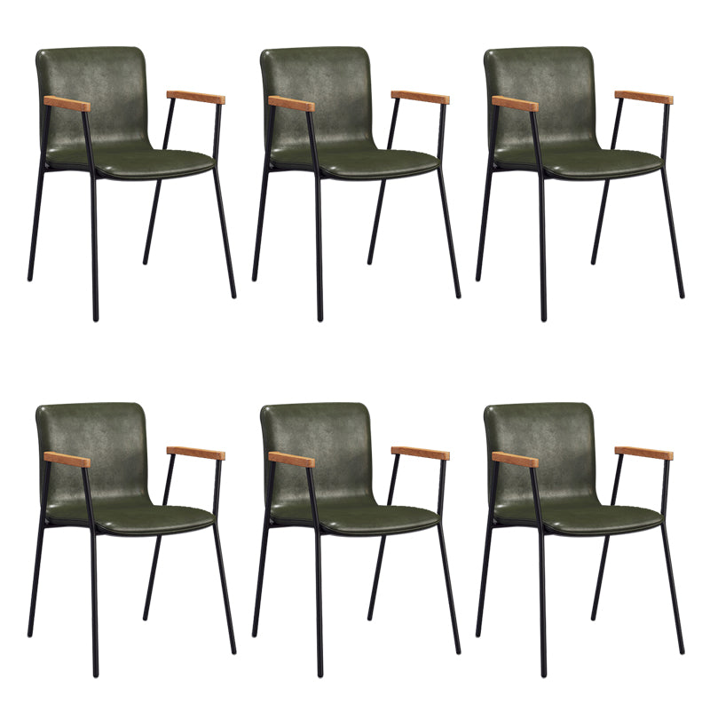 Industrial Faux Leather Dining Chairs Indoor-Outdoor Arm Chair