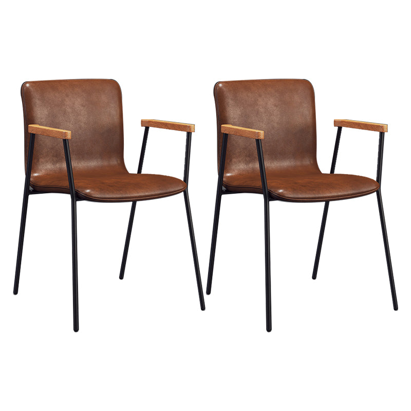 Industrial Faux Leather Dining Chairs Indoor-Outdoor Arm Chair