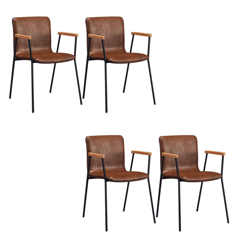 Industrial Faux Leather Dining Chairs Indoor-Outdoor Arm Chair