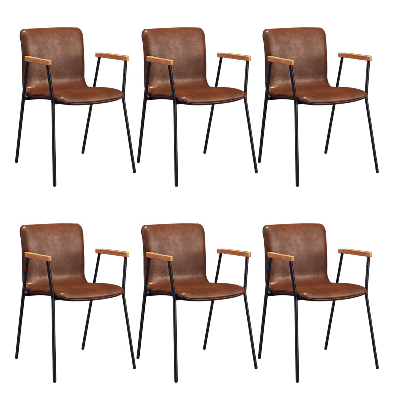 Industrial Faux Leather Dining Chairs Indoor-Outdoor Arm Chair