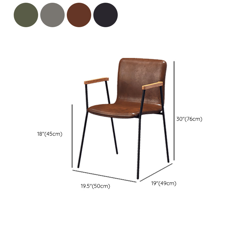 Industrial Faux Leather Dining Chairs Indoor-Outdoor Arm Chair