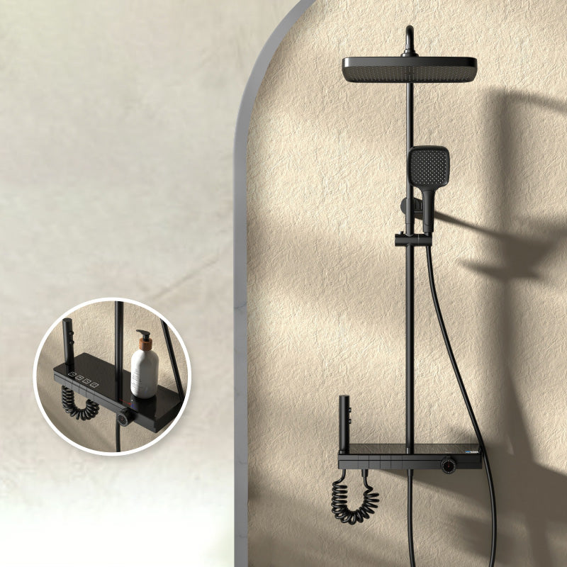 Modern Style Shower System Spot Resist Copper Wall Mounted Rectangle Shower System