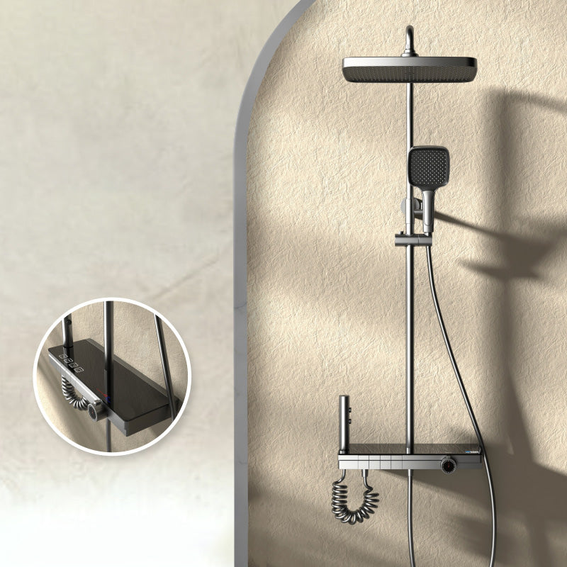 Modern Style Shower System Spot Resist Copper Wall Mounted Rectangle Shower System