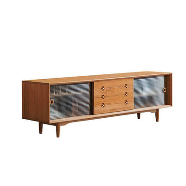 Contemporary TV Stand Wood Enclosed Storage TV Media Console with Storage