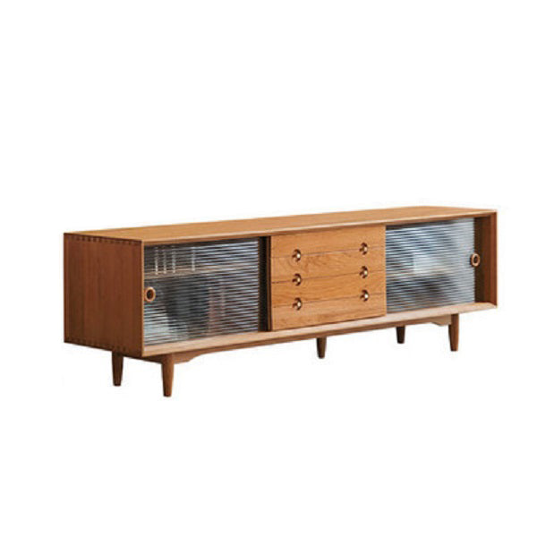 Contemporary TV Stand Wood Enclosed Storage TV Media Console with Storage