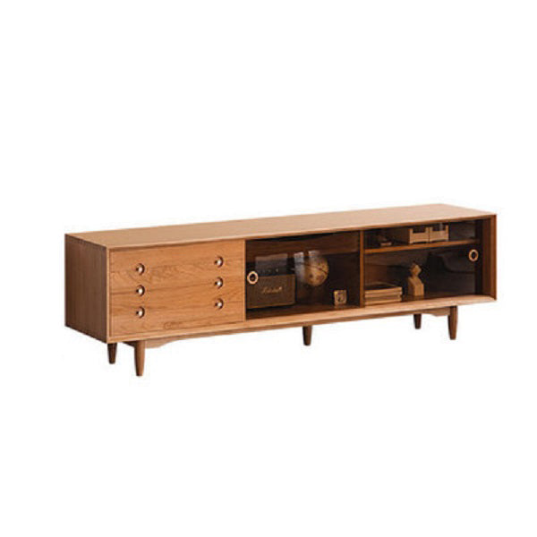 Contemporary TV Stand Wood Enclosed Storage TV Media Console with Storage