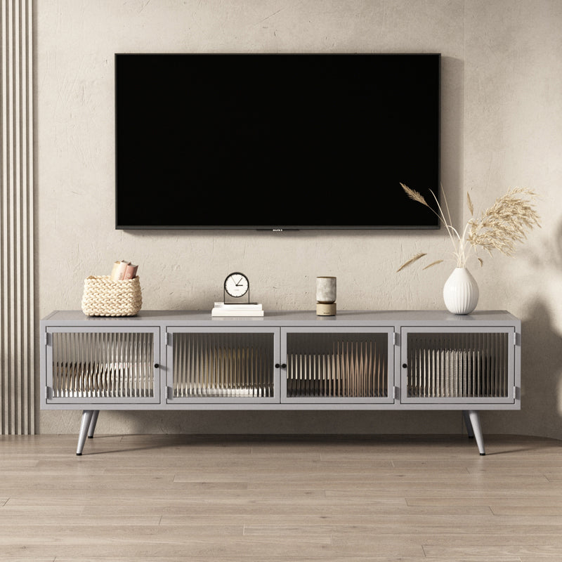 Modern Metal TV Media Stand Enclosed Storage TV Console with Doors for Living Room