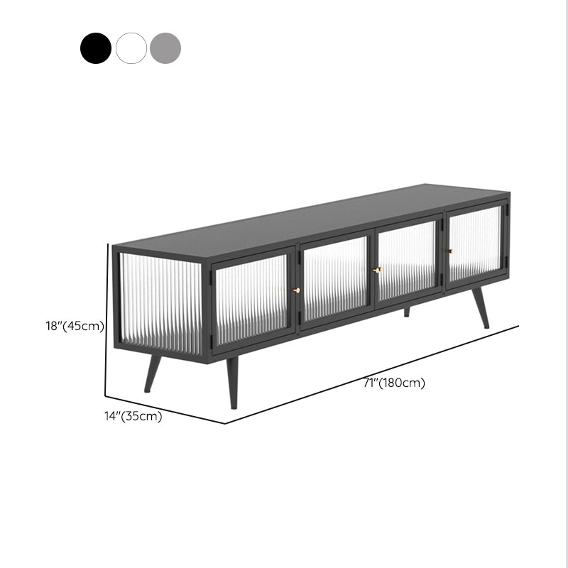 Modern Metal TV Media Stand Enclosed Storage TV Console with Doors for Living Room