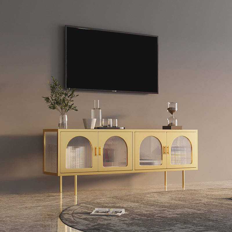 Contemporary Media Console Metal Stand Console with Shelves for Living Room