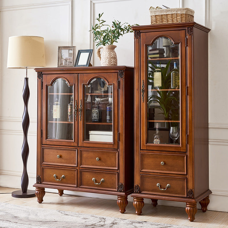 Traditional Display Stand Rubberwood Hutch Cabinet for Living Room