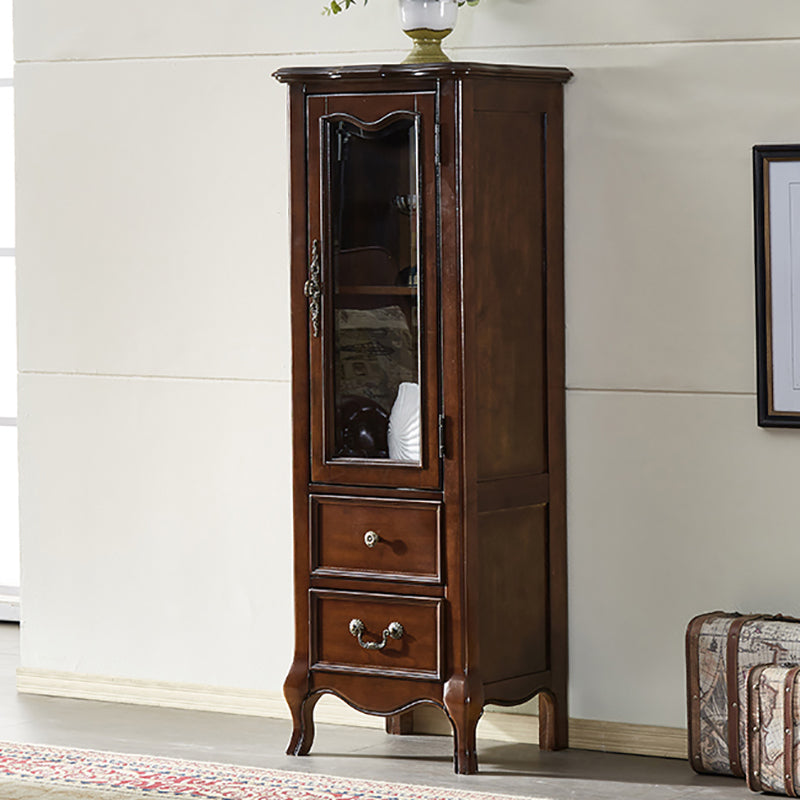 Traditional Display Stand Rubberwood Hutch Cabinet for Living Room