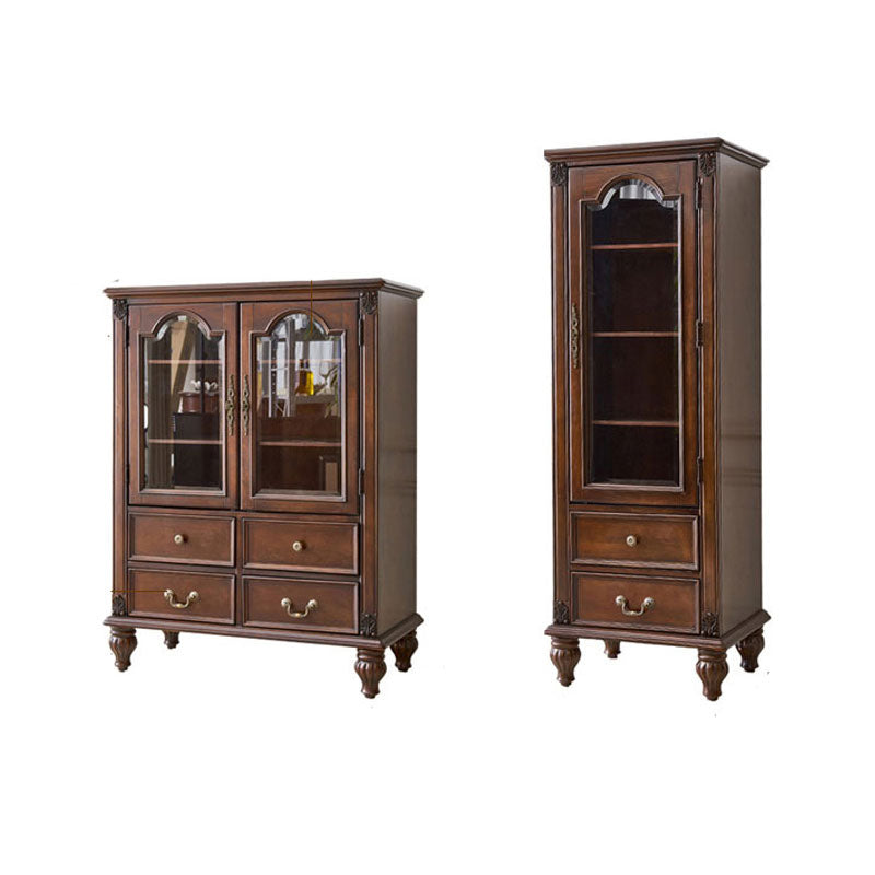 Traditional Display Stand Rubberwood Hutch Cabinet for Living Room